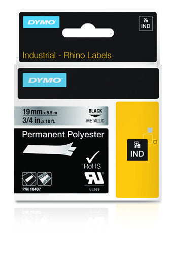 18487 - Dymo Rhino 19mm Perm Poly Metl
