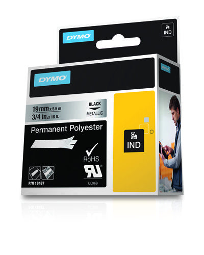 18487 - Dymo Rhino 19mm Perm Poly Metl
