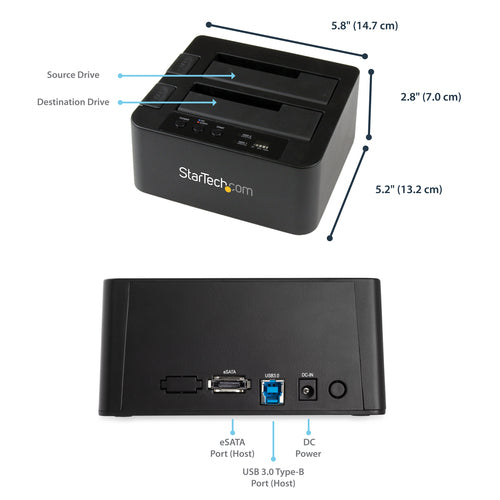 StarTech.com SDOCK2U33RE - USB 3.0 / eSATA HDD/SSD Duplicator Dock