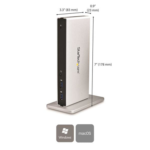 USB3SDOCKDD - STARTECH.COM USB 3.0 DOCKING STATION DUAL MONITOR DVI/VGA/HDMI, 5XUSB, GBE 3 YR