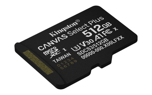 SDCS3/512GB - KINGSTON 512GB MICROSDXC CANVAS SELECT PLUS GEN3 150MB/S A1 CARD + ADAPTER