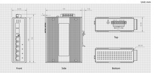 LevelOne IES-0600 - 6-Port Gigabit Industrial Switch 1 x SFP 1 x SFP/RJ45 Combo -40°C to 75°C DIN-Rail