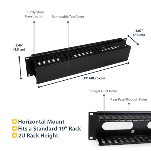 CMDUCT2U - STARTECH.COM 2U SERVER RACK CABLE MANAGEMENT PANEL WITH COVER 2 YR