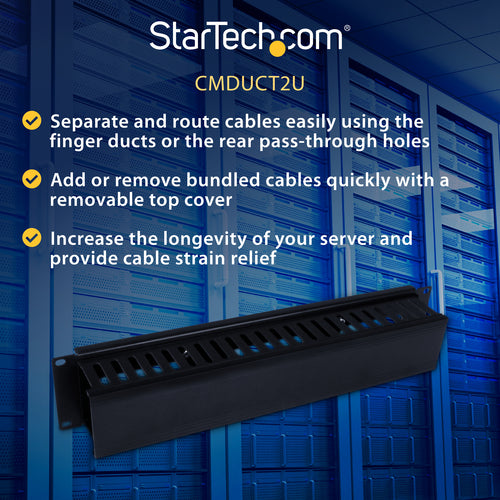CMDUCT2U - STARTECH.COM 2U SERVER RACK CABLE MANAGEMENT PANEL WITH COVER 2 YR