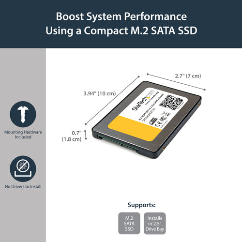 StarTech.com SAT2M2NGFF25 - M.2 NGFF SSD to 2.5in SATA III Adapter