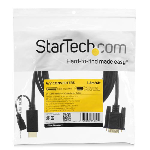 StarTech.com HD2VGAMM10 - 10ft HDMI to VGA active converter cable