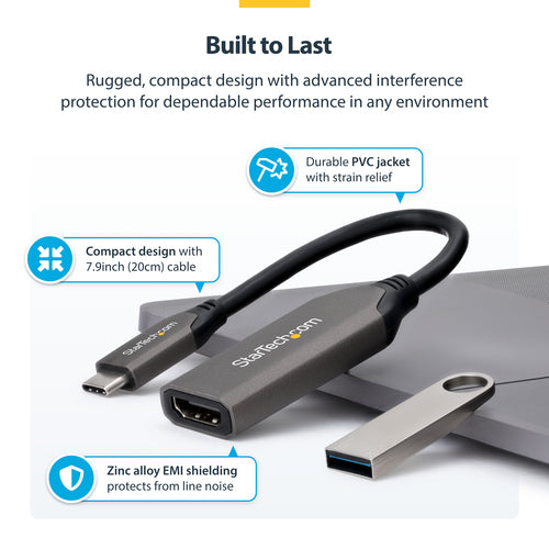 STARTECH.COM USB-C TO HDMI ADAPTER, 8K 60HZ / 4K 120HZ, USB C TO HDMI 2.1, 3 YR