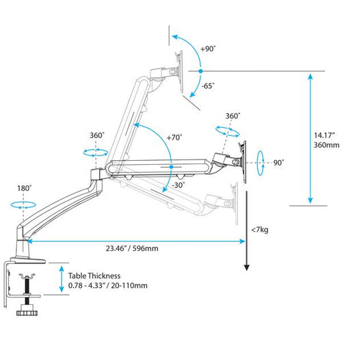 STARTECH.COM DESK MOUNT MONITOR ARM - SLIM PROFILE - FOR MONITORS UP TO 34" 10 YR