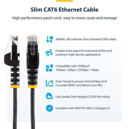 StarTech.com N6PAT300CMBLS - Cable - Blue Slim CAT6 Patch Cord 3m