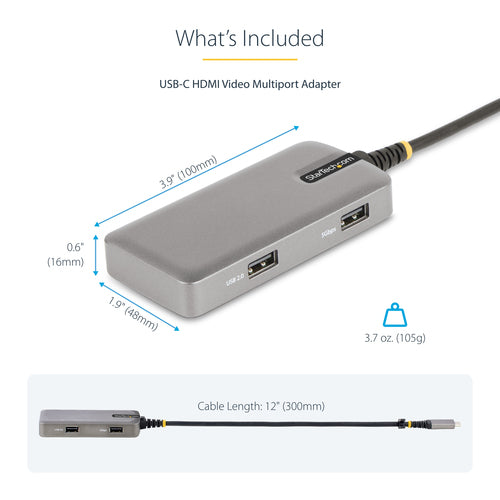 StarTech.com 104B-USBC-MULTIPORT - USB-C Multiport Adapter HDMI USB Hub