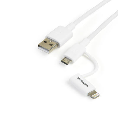 StarTech.com LTUB1MWH Lightning / MicroUSB to USB Cable - 1m - White Male to Male