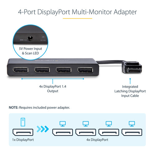 StarTech.com MSTDP124DP - MST Hub - DisplayPort to 4x DisplayPort