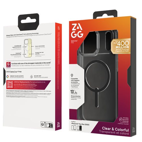 ZAGG Santa Cruz Snap Case, Apple iPhone Pro Max, Jet Black (v1) - iPhone 17 Pro Max