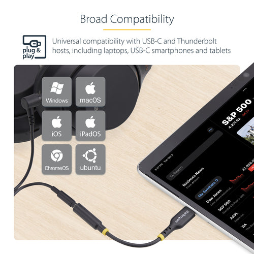 USBCAUDIO2 - STARTECH.COM USB-C AUDIO ADAPTER TO 3.5MM TRRS JACK, HEADPHONE AUX DONGLE, 2 YR