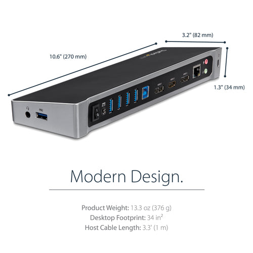 USB3DOCKH2DP - STARTECH.COM USB 3.0 DOCKING STATION TRIPLE MONITOR DISPLAYPORT/HDMI, 5XUSB 3 YR