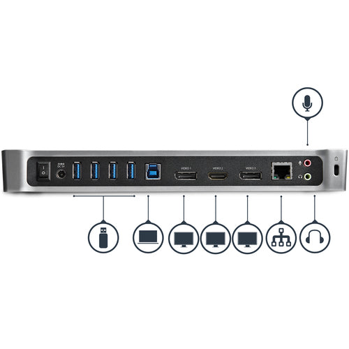 USB3DOCKH2DP - STARTECH.COM USB 3.0 DOCKING STATION TRIPLE MONITOR DISPLAYPORT/HDMI, 5XUSB 3 YR