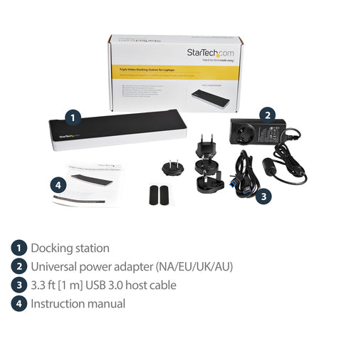 USB3DOCKH2DP - STARTECH.COM USB 3.0 DOCKING STATION TRIPLE MONITOR DISPLAYPORT/HDMI, 5XUSB 3 YR