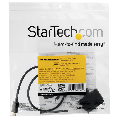 StarTech.com USB31CSAT3CB - USB 3.1 Adapter Cable -2.5in SATA - USB.