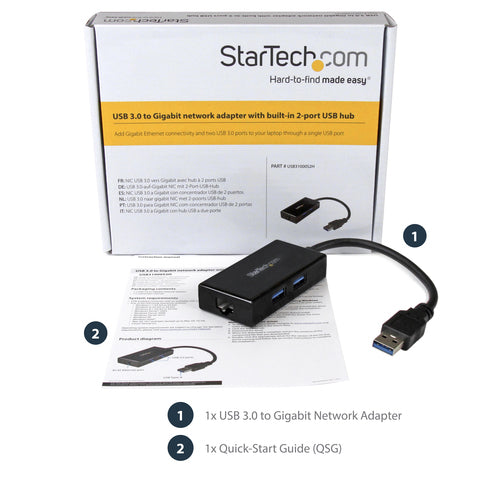StarTech.com USB31000S2H - USB 3 TO GIGABIT NETWORK ADAPTER HUB
