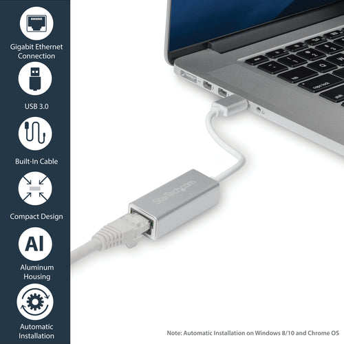 StarTech.com USB31000SA - USB 3 to Gigabit Network Adapter -Silver