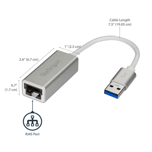StarTech.com USB31000SA - USB 3 to Gigabit Network Adapter -Silver