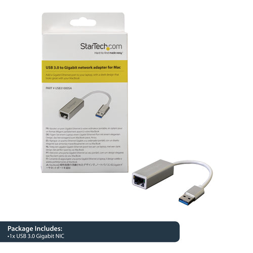 StarTech.com USB31000SA - USB 3 to Gigabit Network Adapter -Silver