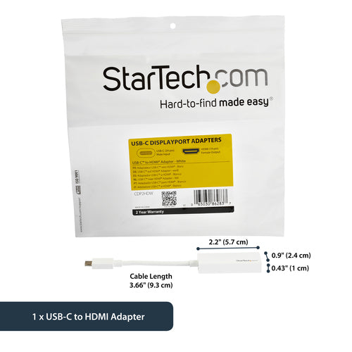 CDP2HDW - STARTECH.COM USB C TO HDMI ADAPTER - 4K 30HZ USB TYPE-C TO HDMI CONVERTER 3 YR
