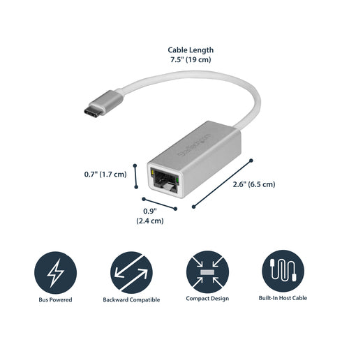 StarTech.com US1GC30A - USB-C to Gigabit Network Adapter -Silver