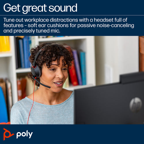 Poly Blackwire 5210 Monaural USB-C Headset +3.5mm Plug +USB-C/A Adapter
