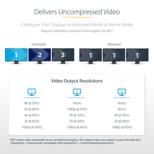 StarTech.com MST14DP123DP - MST Hub - DP 1.4 to 3x DP - 3 x 4K