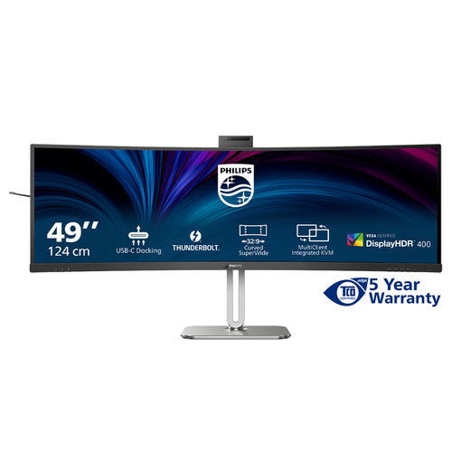 49B2U6903CH/75 - PHILIPS 49B2U6903CH/75 49" 32:9 CURVE DUAL QHD,HDMI,DP,TB4,RJ45,AI CAM,SPKR,4YR