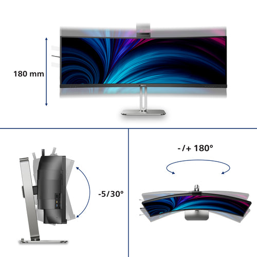 49B2U6903CH/75 - PHILIPS 49B2U6903CH/75 49" 32:9 CURVE DUAL QHD,HDMI,DP,TB4,RJ45,AI CAM,SPKR,4YR