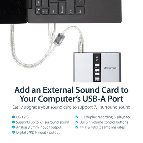 StarTech.com ICUSBAUDIO7D - USB Audio Adapter Sound Card