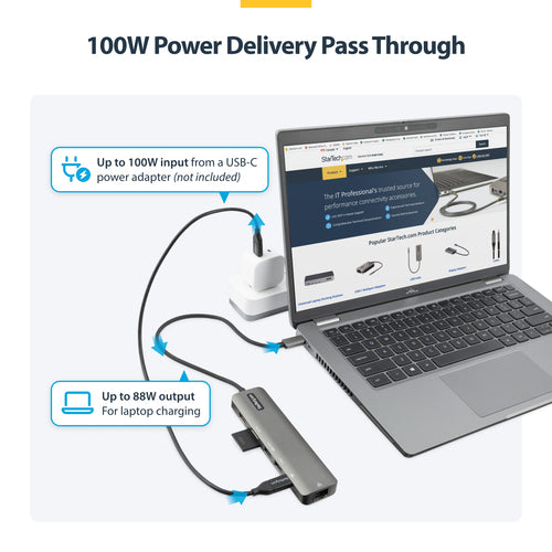 StarTech.com DKT30CHSDPD1 - USB C Multiport Adapter 4K 60Hz HDMI/GbE