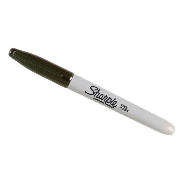 SHARPIE 30051 - Fine Point Black (MOQ 12) Permanent Colour Marker. Permanent on most Surfaces