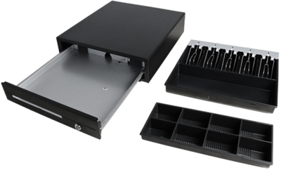 CK-410-24 - Maken CK-410 Cash Drawer 4 Note 8 Coin  Black Front 24V