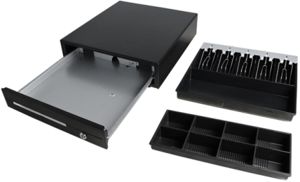 CK-410-24 - Maken CK-410 Cash Drawer 4 Note 8 Coin  Black Front 24V