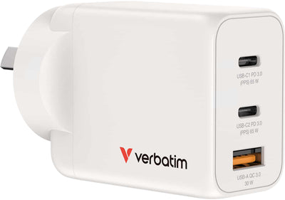 VCA1251 - Verbatim 65W GaN Ladegerät mit 2x USB-C und 1x USB-A