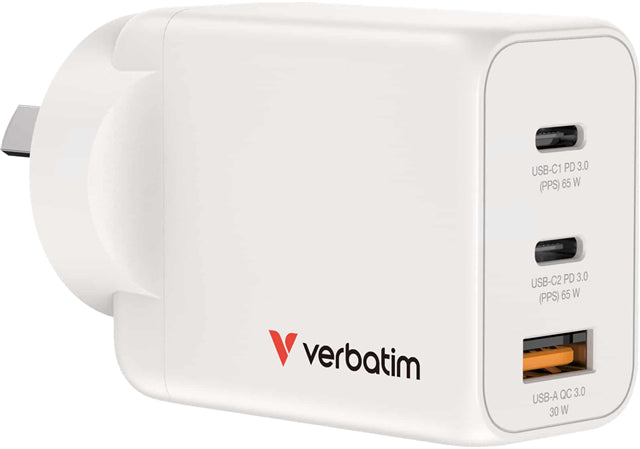 VCA1251 - Verbatim 65W GaN Charger with 2x USB-C and 1x USB-A
