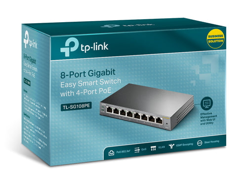 TL-SG108PE - TP-LINK SG108PE 8-Port Gigabit Easy Smart Switch with 4-Port PoE