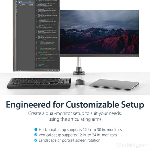 STARTECH.COM DESK MOUNT DUAL MONITOR ARM - ARTICULATING - UP TO 30" DISPLAY 10 YR