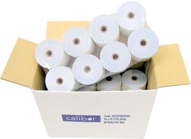 Bond Plain Paper Rolls 76x76mm 3-Ply - Box of 24 PPR76763P24