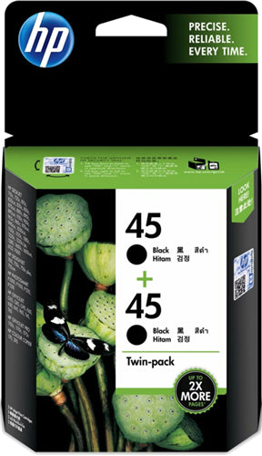HP 45 Black Ink Cartridge, TWIN PACK HPJ0097