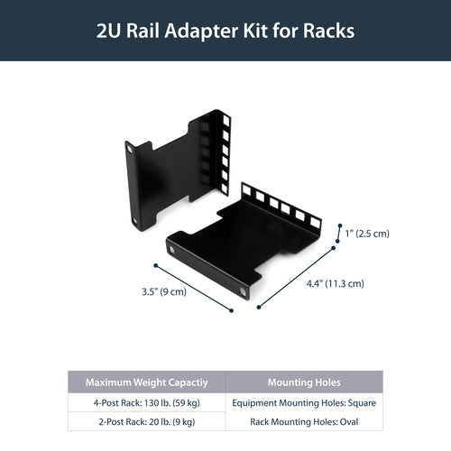 StarTech.com RDA2U - RAIL DEPTH ADAPTER FOR RACKS - 4 IN - 2U