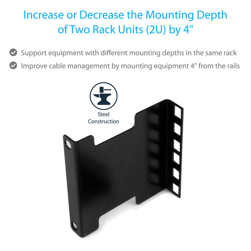 StarTech.com RDA2U - RAIL DEPTH ADAPTER FOR RACKS - 4 IN - 2U