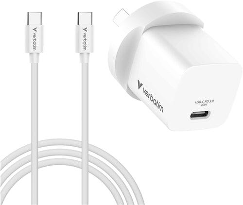Verbatim Bundle Mini Gan charger 20 W with C to C cable AUS 