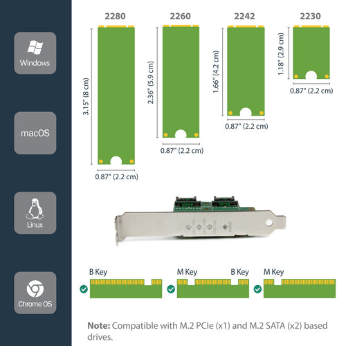 PEXM2SAT32N1 - STARTECH.COM 3PT M.2 SSD ADAPTER CARD - 1X PCIE (NVME) 2X SATA M.2 PCIE 3.0 2 YR