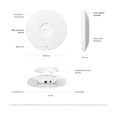 EAP772 - Omada EAP772 BE9300 Ceiling Mount Tri-Band WiFi 7 Access Point