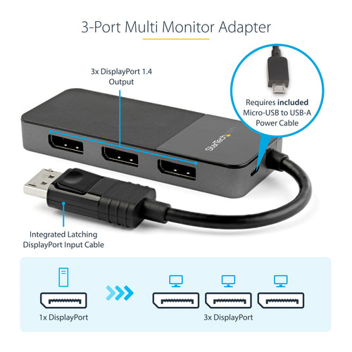 StarTech.com MST14DP123DP - MST Hub - DP 1.4 to 3x DP - 3 x 4K