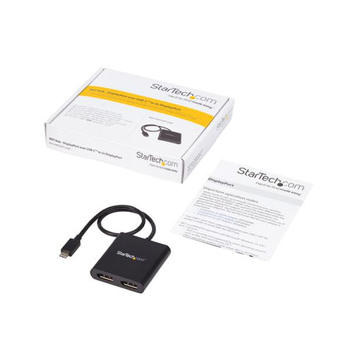 MSTCDP122DP - STARTECH.COM 2-PORT USB-C TO DISPLAYPORT MST HUB - DUAL 4K VIDEO SPLITTER, 3 YR